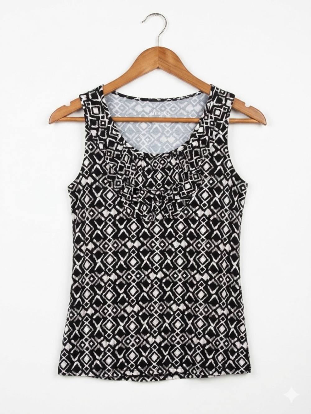 Merona Cottony Black & White Geo Ruffle Tank Top